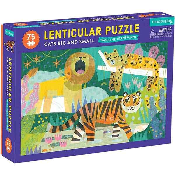 Mudpuppy Cats Big and Small Lenticular 75-Piece Puzzle