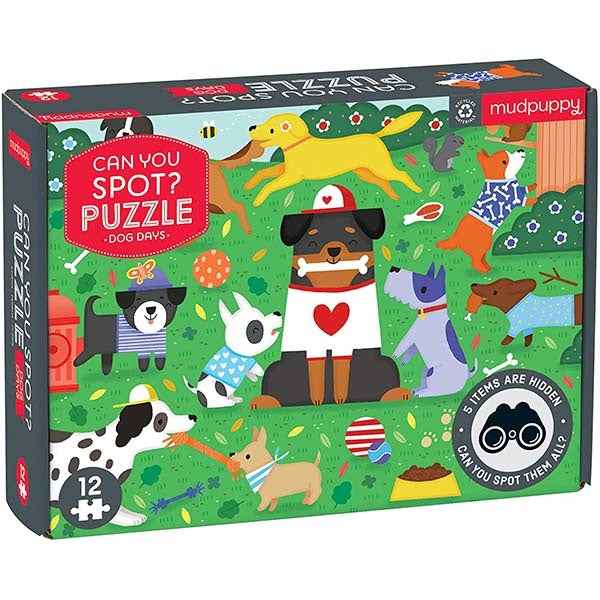 Mudpuppy Dog Days 12-piece Seek-and-Find Puzzle