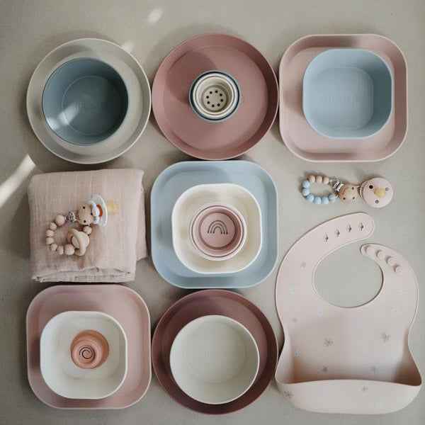 Mushie Square Plates Set of 2 - Blush