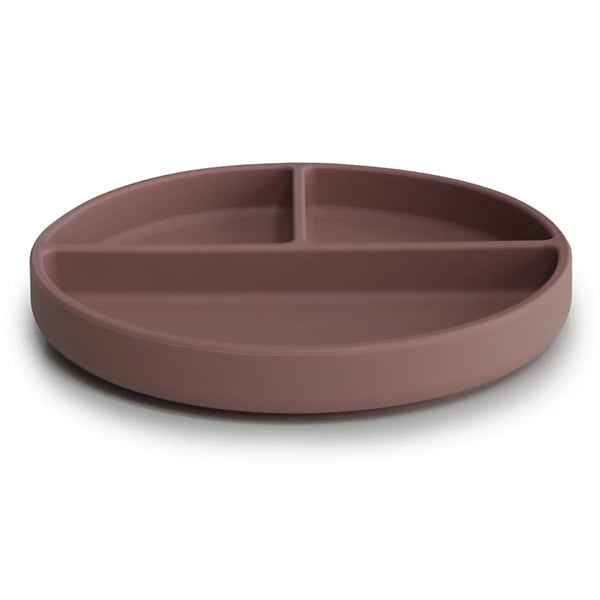 Mushie siliconen bord met zuignap Cloudy Mauve