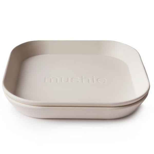 Mushie Square Plates Set of 2 - Ivory