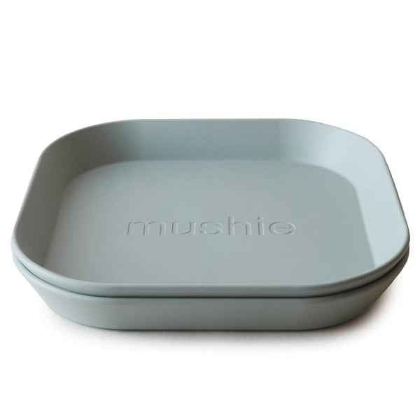 Mushie vierkante borden set van 2 - Sage