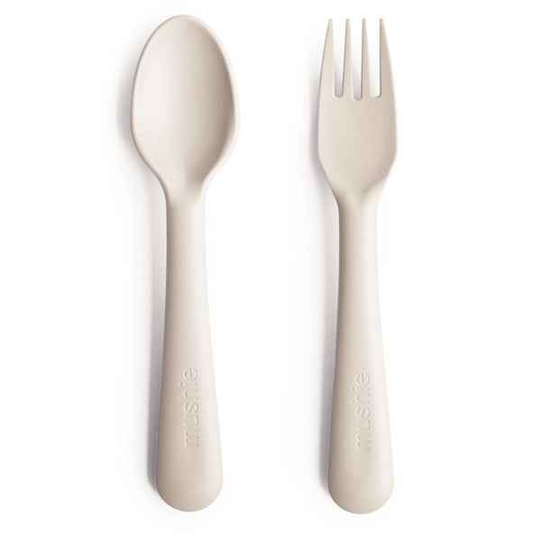 Mushie fork and spoon - Ivory