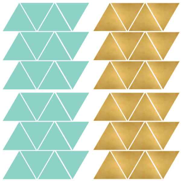 Gold and mint triangle wall decals - Pöm Le Bonhomme - set of 72 stickers