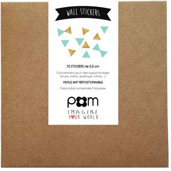 Wall stickers with small gold and mint triangles - Pöm Le Bonhomme - 72-sticker set