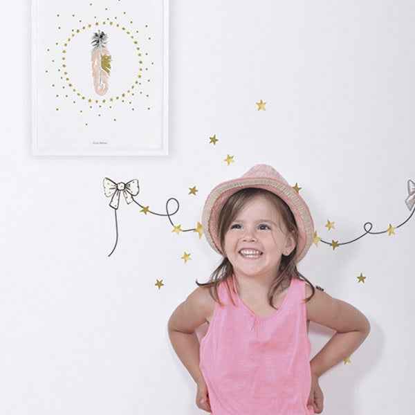 Wall Decals: Flamingo Bows and Gold Stars - Lilipinso