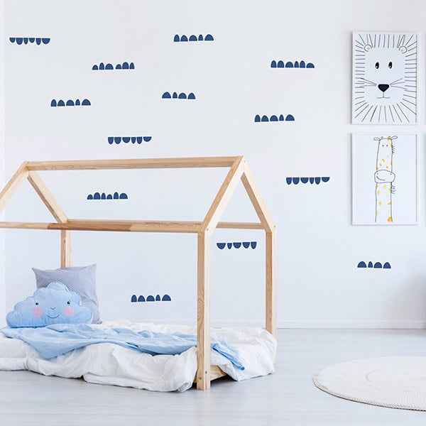 Muurstickers halve cirkels blauw - PÃ¶m Le Bonhomme - set 84 stickers