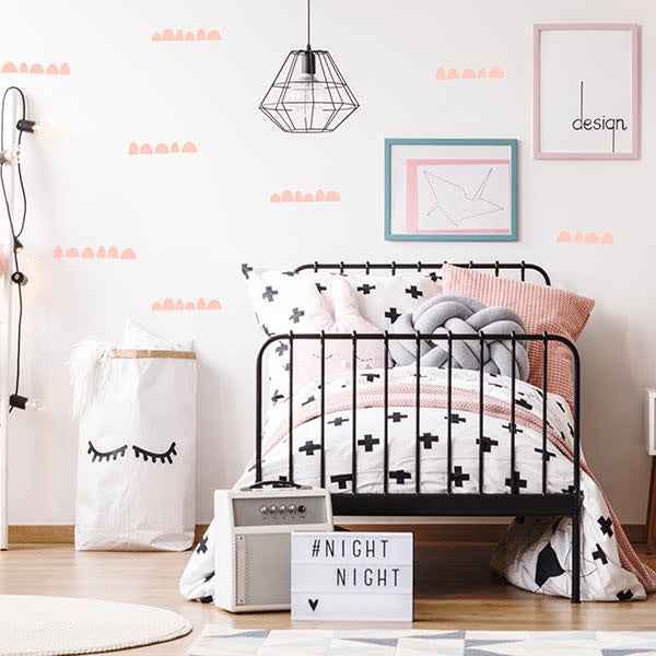 Pink half-circle wall stickers - PÃ¶m Le Bonhomme - set of 84 stickers