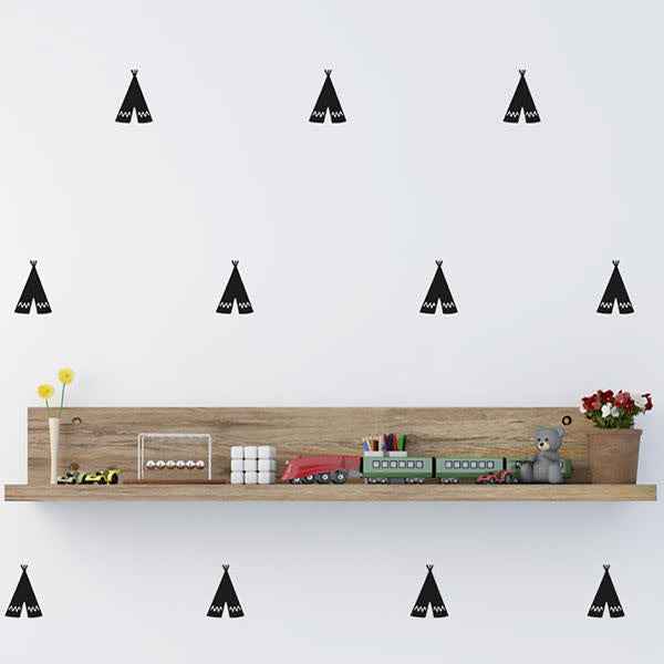 Black teepee wall decals - PÃ¶m Le Bonhomme - set of 30 stickers