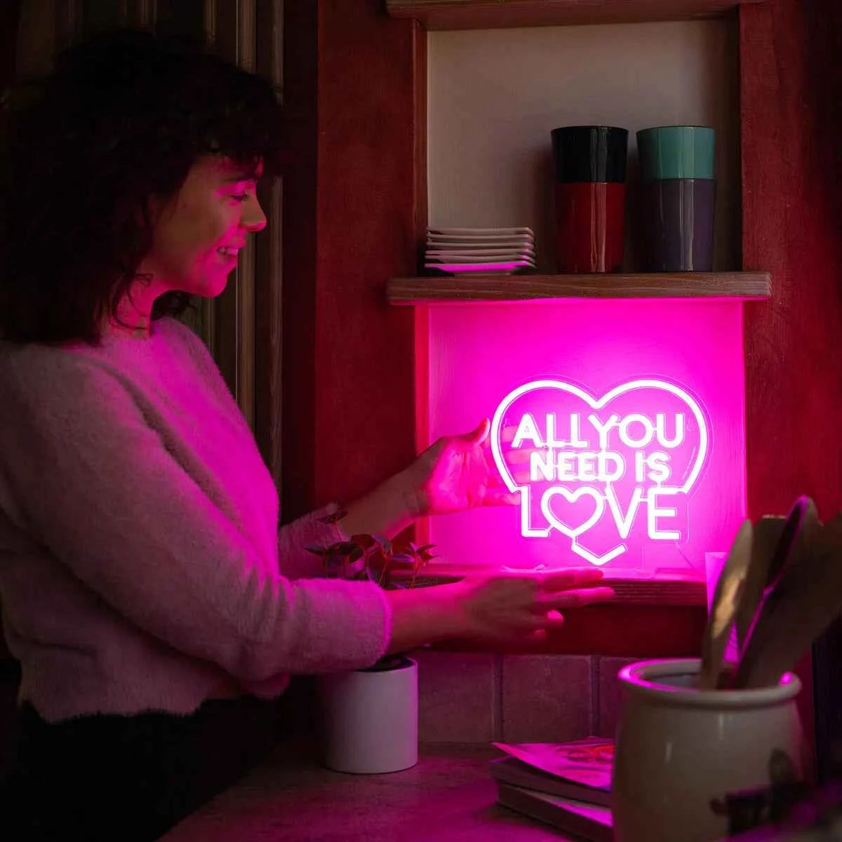 Legami | Neon Effect LED Lamp - All You Need is Love - It's a Sign