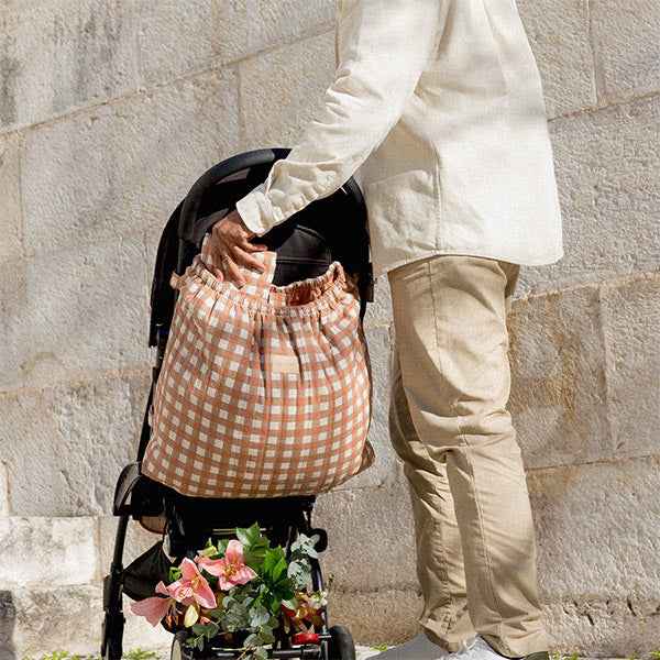 Nobodinoz stroller bag Terracotta Checks