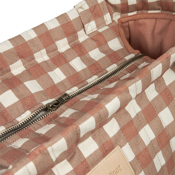 Nobodinoz schoudertas Terracotta Checks