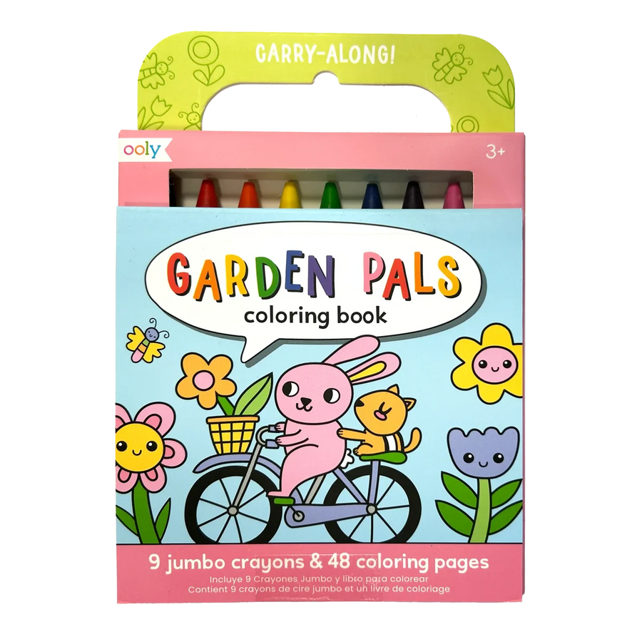 Ooly | Carry Along! Kleurboek en waskrijtjesset Garden Pals Set Van 9 Krijtjes