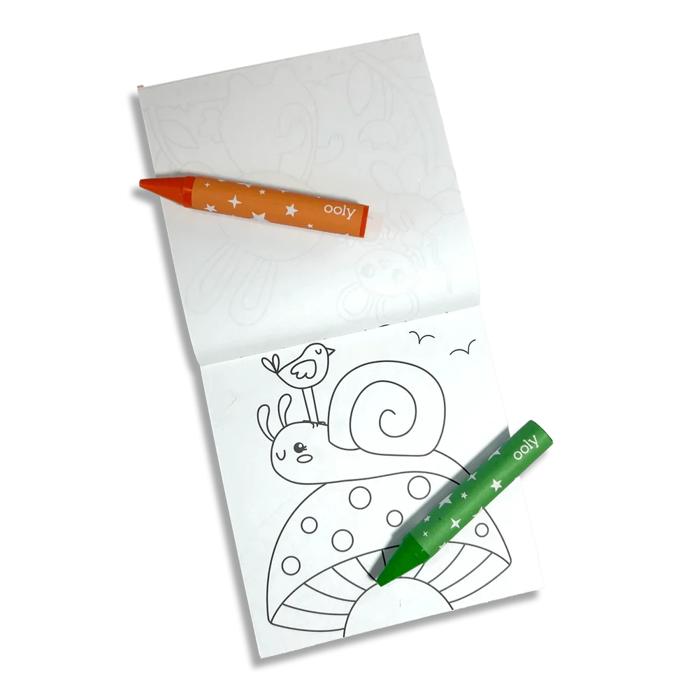 Ooly | Carry Along! Kleurboek en waskrijtjesset Garden Pals Set Van 9 Krijtjes