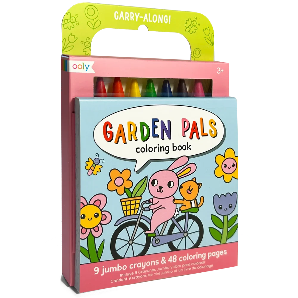 Ooly | Carry Along! Kleurboek en waskrijtjesset Garden Pals Set Van 9 Krijtjes