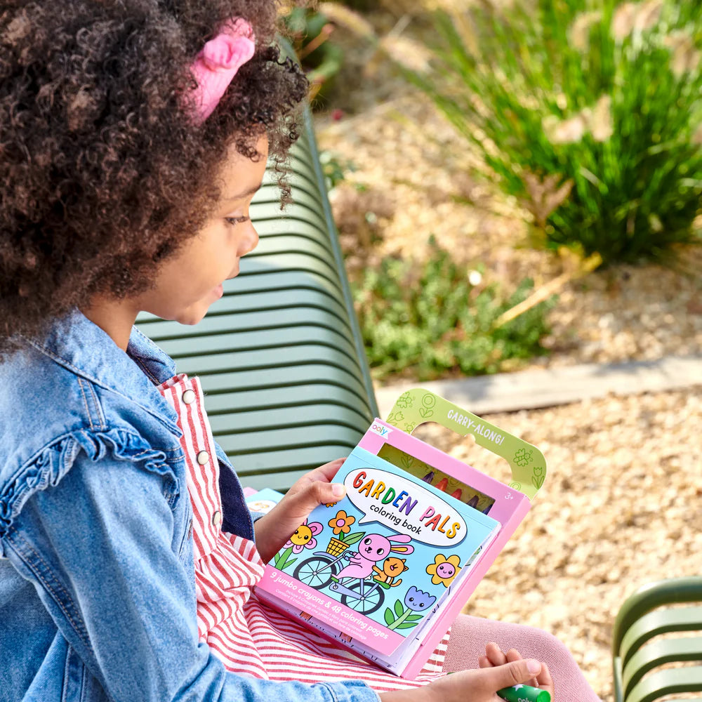 Ooly | Carry Along! Kleurboek en waskrijtjesset Garden Pals Set Van 9 Krijtjes