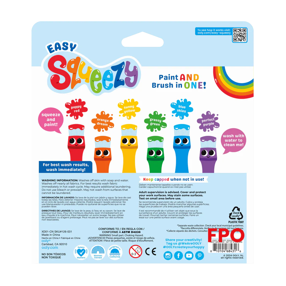 Ooly | Easy Squeezy Knijpbare Posterverfkwasten Set Van 6