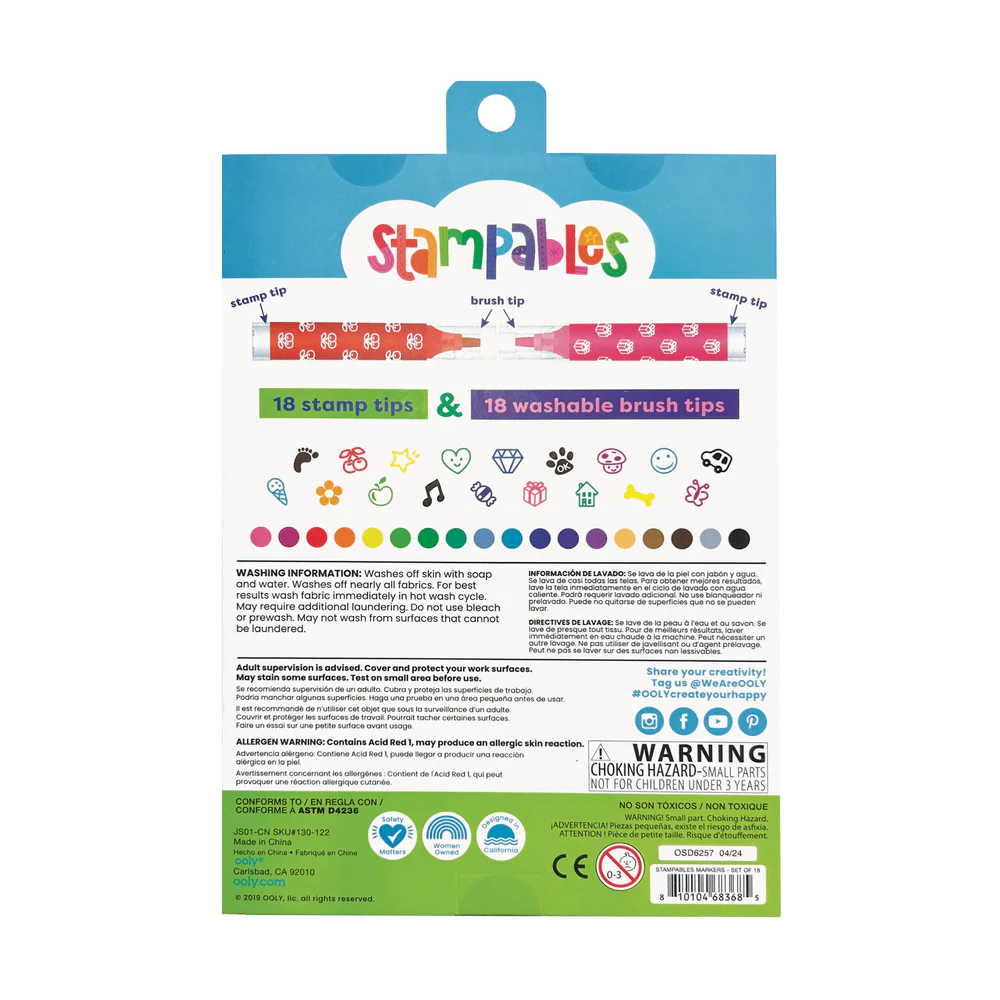 Ooly | Stampables Dubbelzijdige Stempel En Penseelmarkers Set Van 18