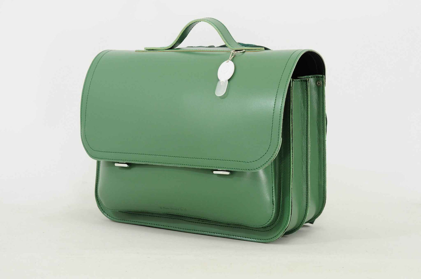Own Stuff Lederen Boekentas met 2 Magneetsloten lakÃ© Emeraldgreen