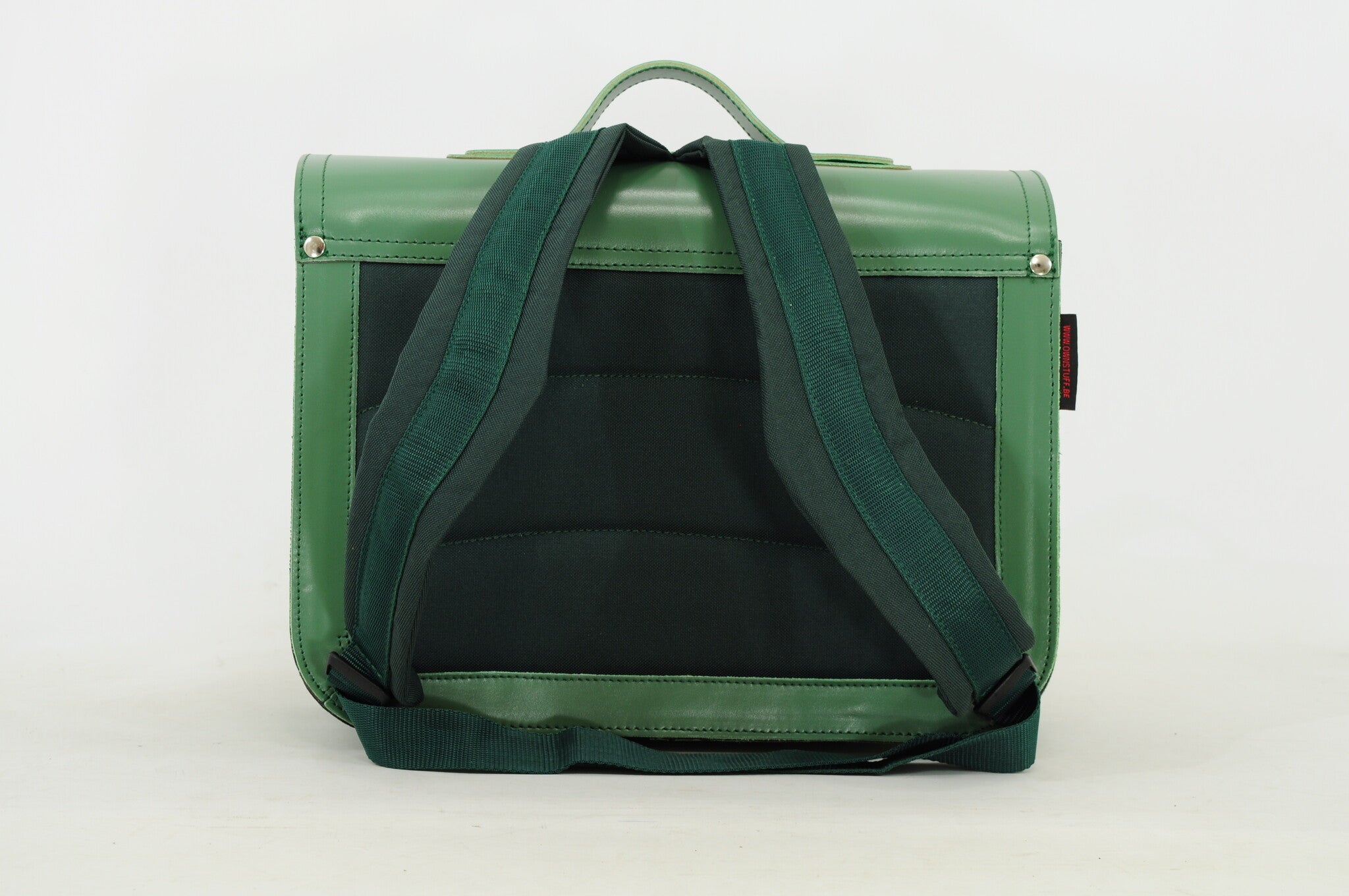 Own Stuff Lederen Boekentas met 2 Magneetsloten lakÃ© Emeraldgreen