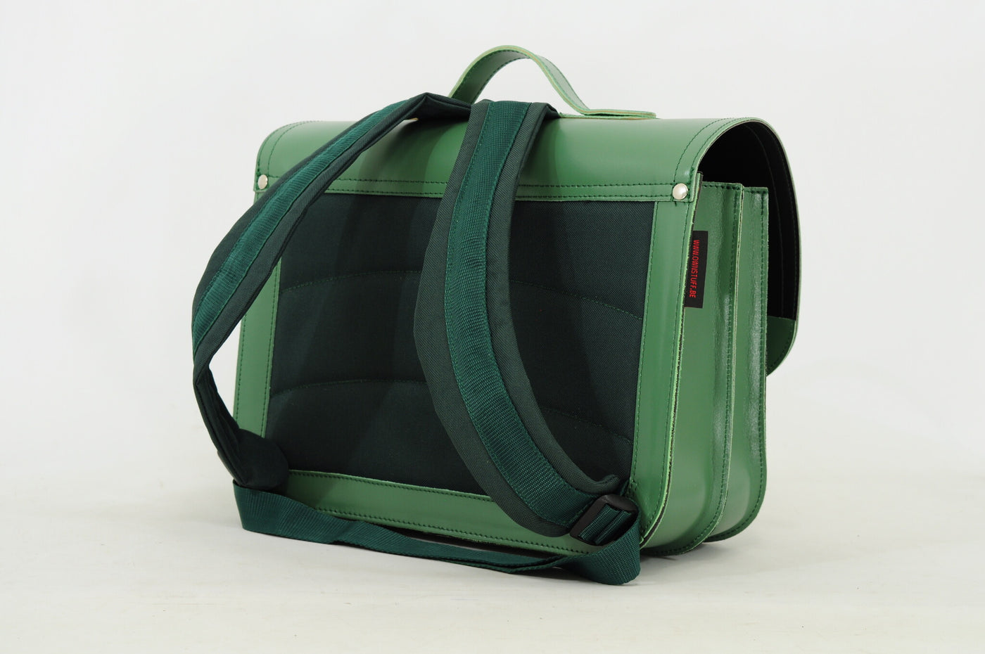 Own Stuff Lederen Boekentas met 2 Magneetsloten lakÃ© Emeraldgreen