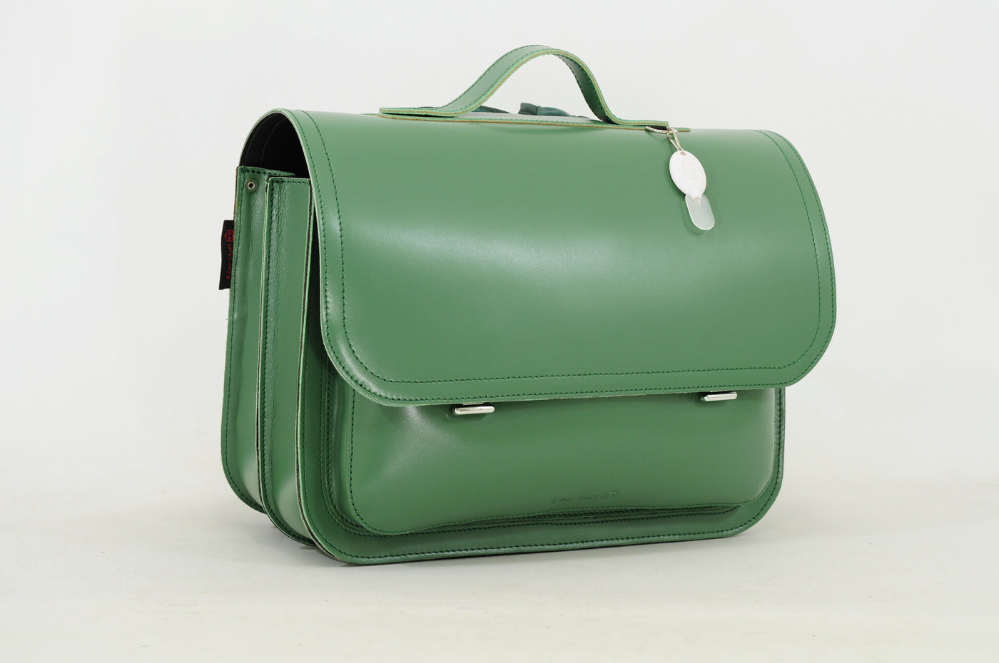 Own Stuff Lederen Boekentas met 2 Magneetsloten lakÃ© Emeraldgreen
