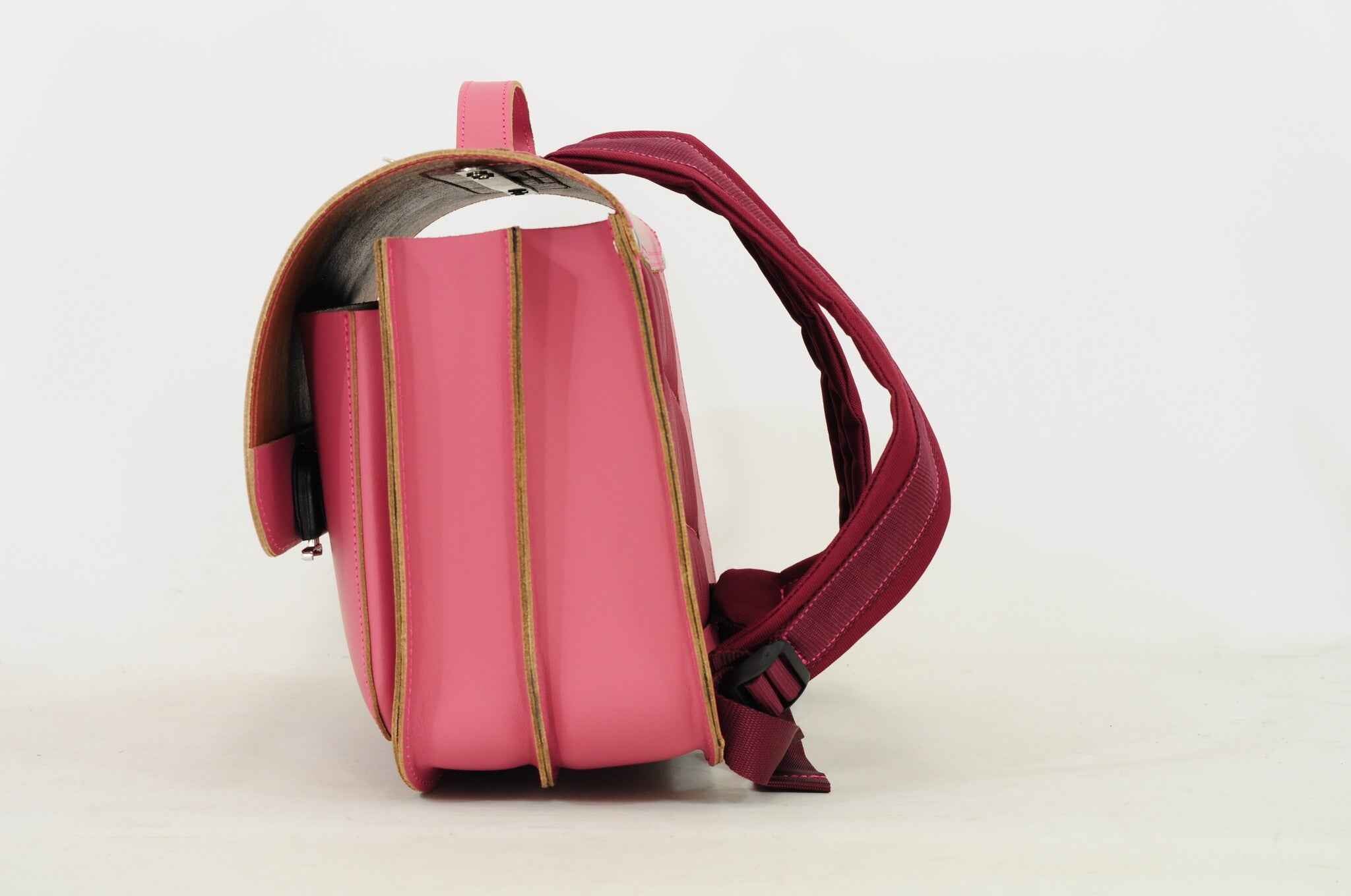 Own Stuff | Lederen Boekentas Met 2 Magneetsloten Butterfly Antique Pink