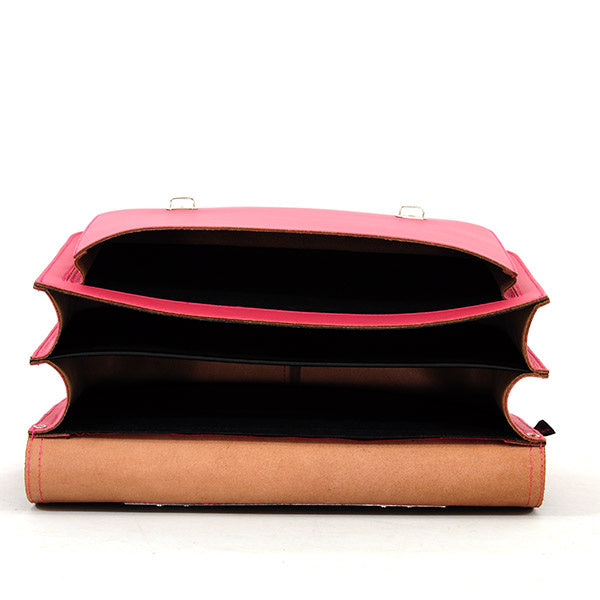 Own Stuff  | Lederen boekentas Fuchsia Vlinder Magnetisch