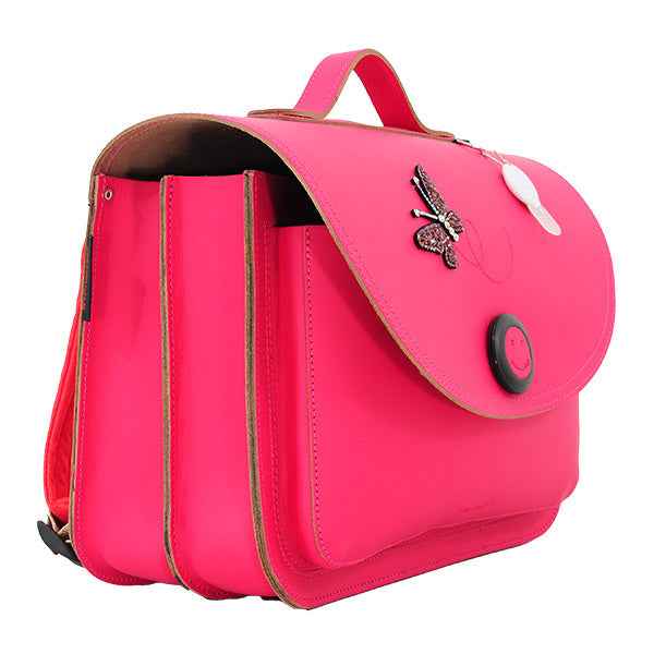 Own Stuff  | Leather Book Bag Fuchsia Butterfly Magnetic