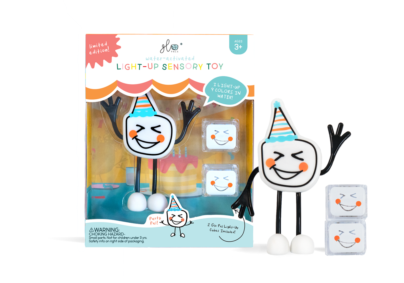Glo Pals Party, light Up Cubes, Characters, wit, 1+2 stuks