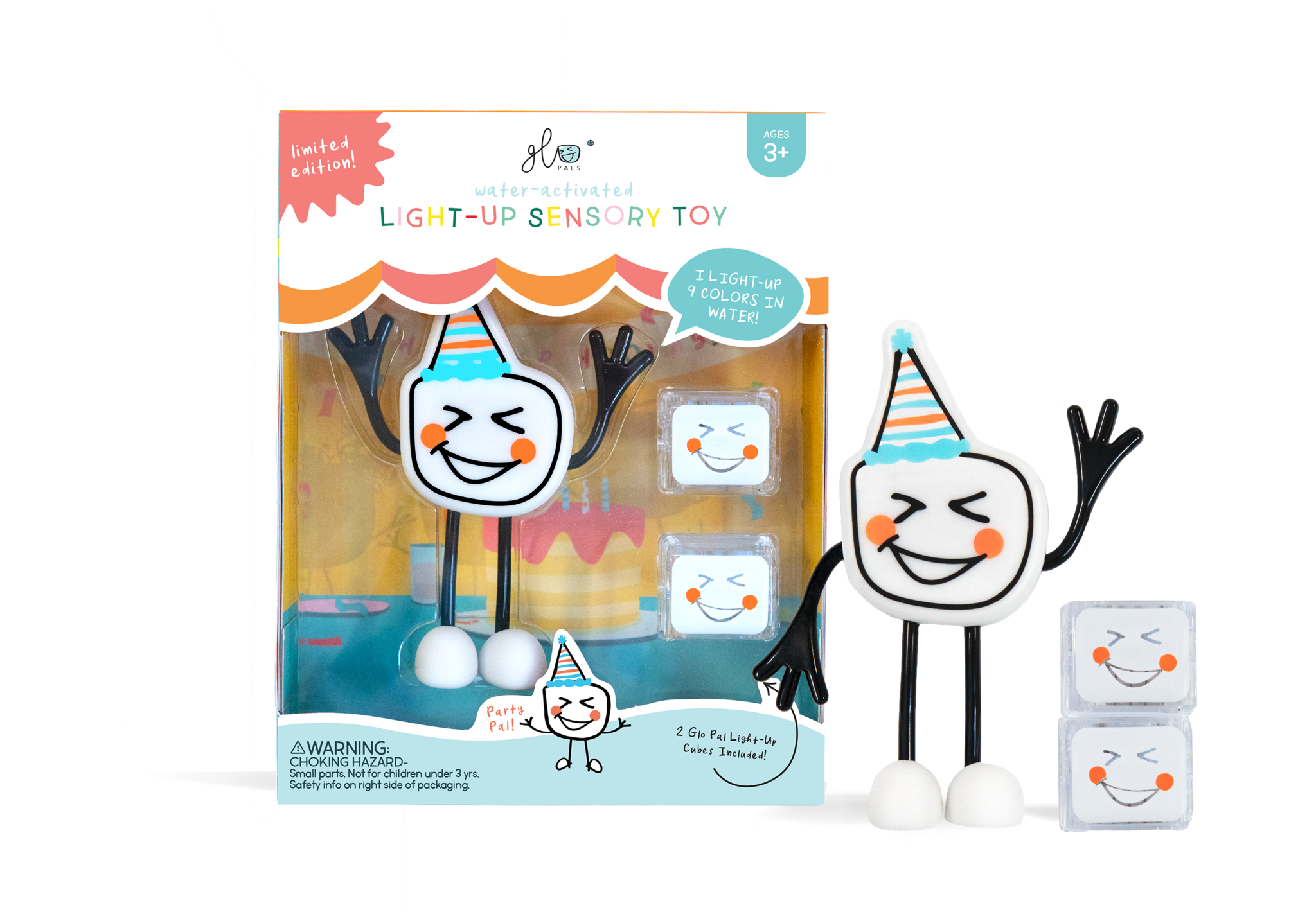 Glo Pals Party, light Up Cubes, Characters, wit, 1+2 stuks