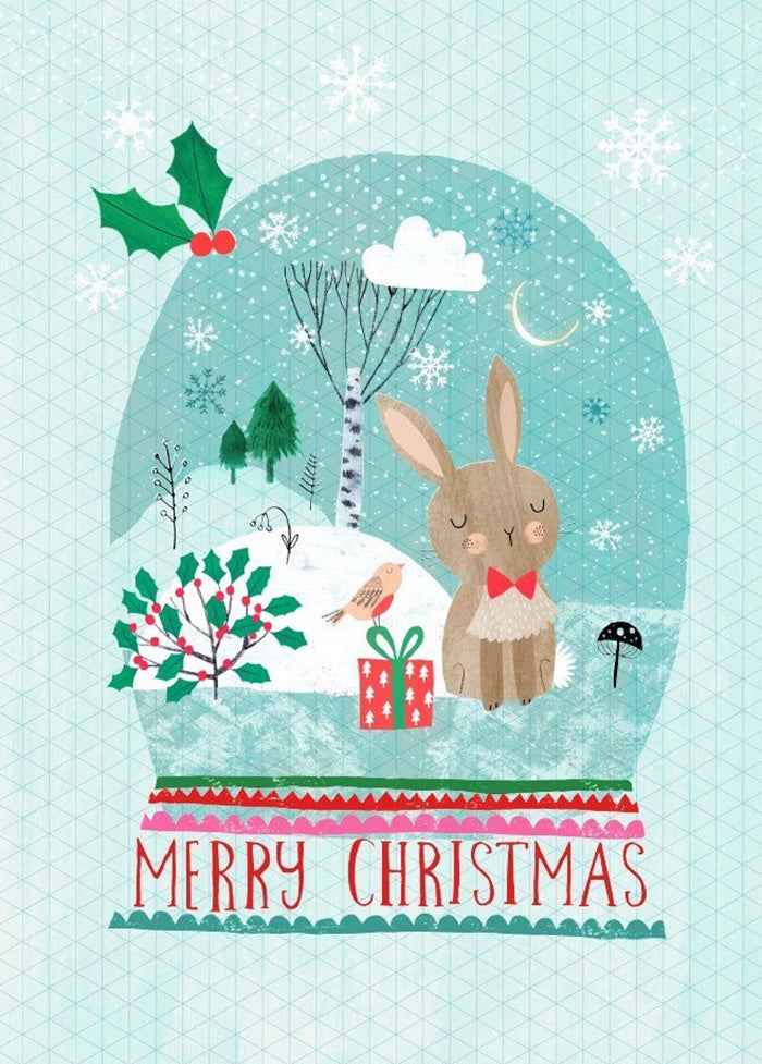 Petit Monkey kerstkaart Snow Bunny