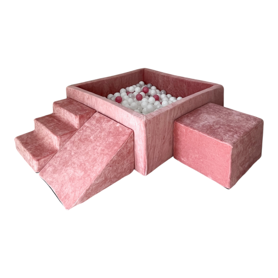 Moje | 3 Elementen + Ballenbad - Soft Velvet Raspberry Pink 106x106x40 cm + 400 Ballen