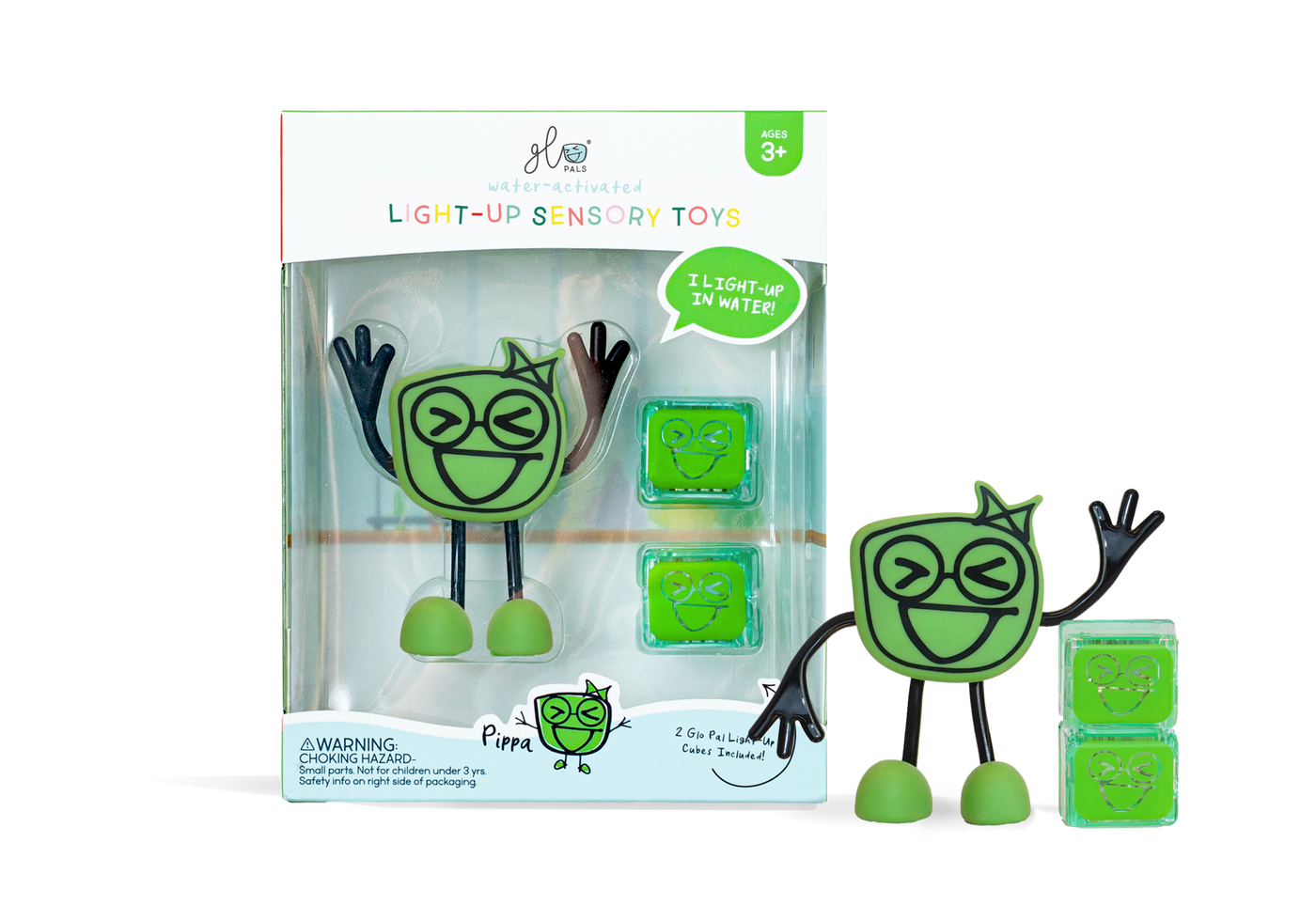 Glo Pals Pipa, light Up Cubes, Characters, Groen, 1+2 Stuks