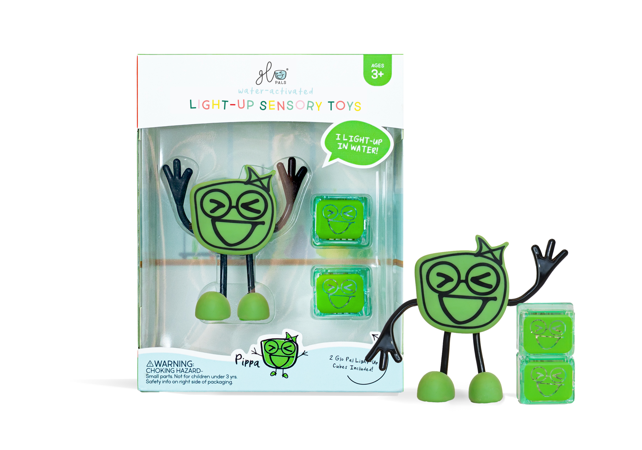 Glo Pals Pipa, light Up Cubes, Characters, Groen, 1+2 Stuks