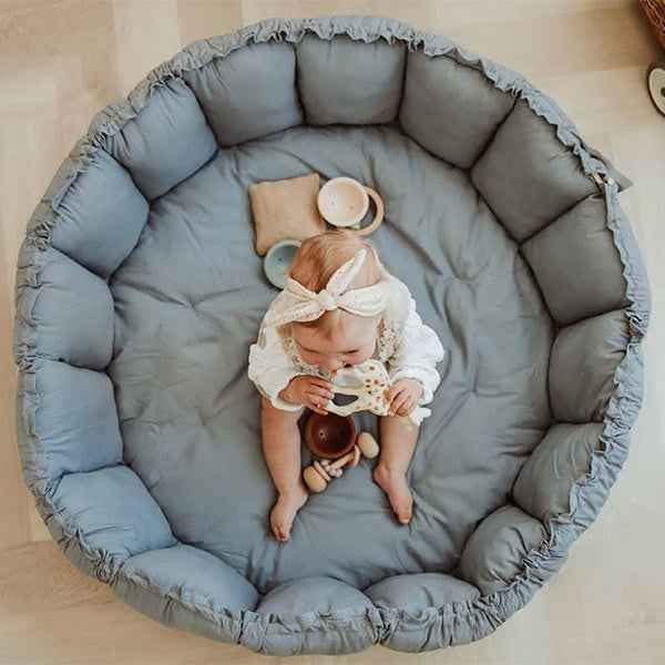 Play and Go Bloom Dusty Blue Organic Play Mat