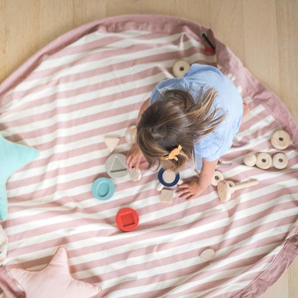 Play and Go speelmat en opbergzak Stripes Pink New