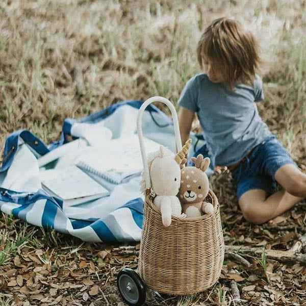 Play and Go play mat storage bag Outdoor Blue/Green Stripes