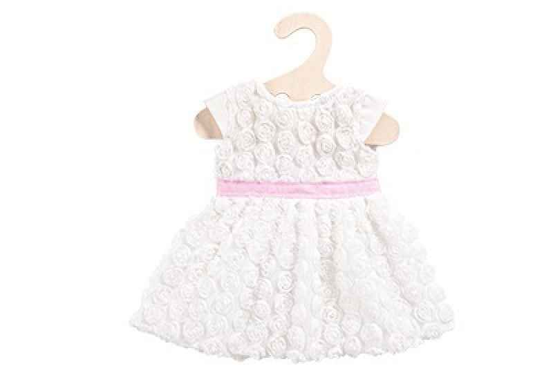 White and pink doll dress with small roses Heless