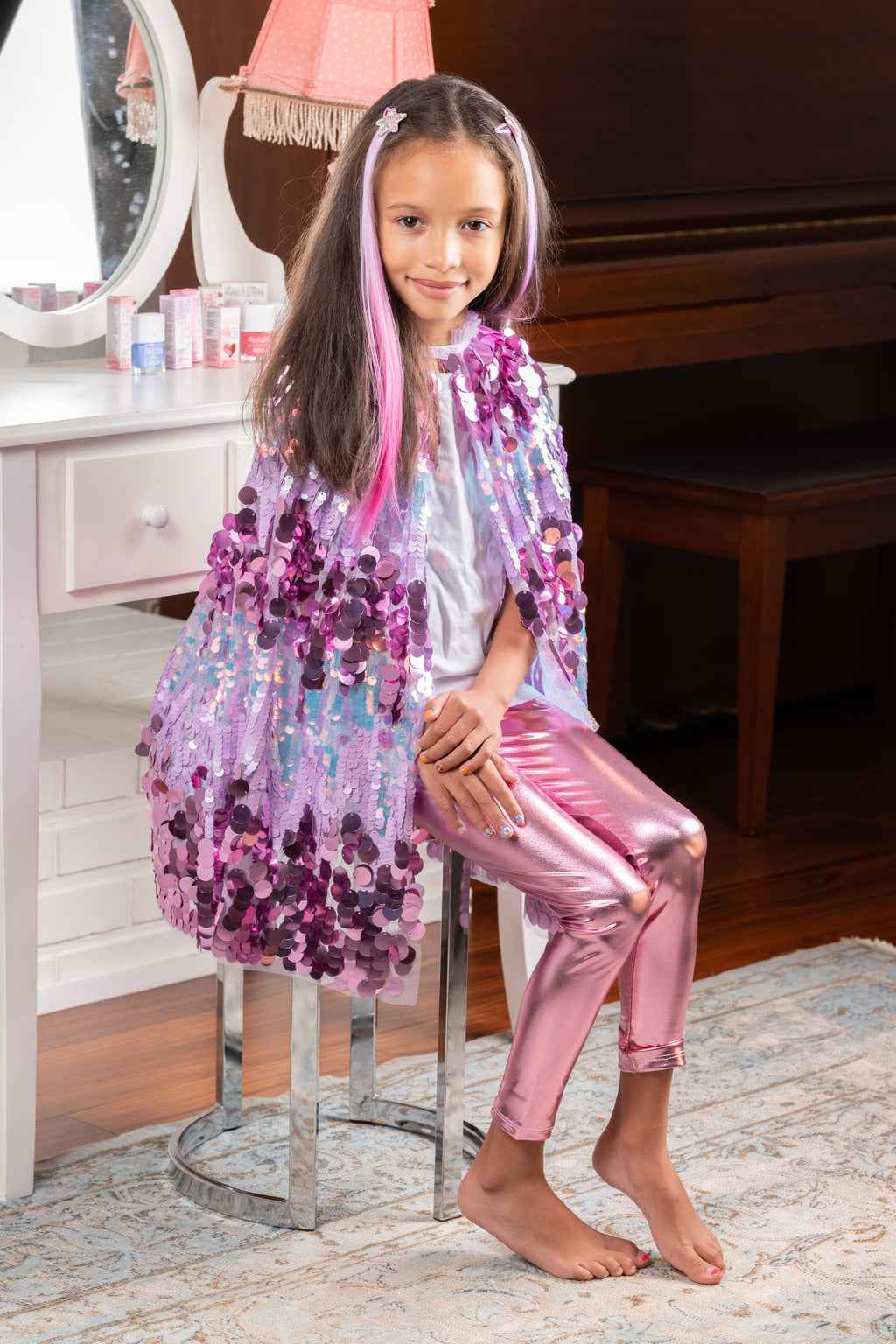 Great Pretenders | De 5 th Avenue Paarse Pailette Cape 4 - 6 Y