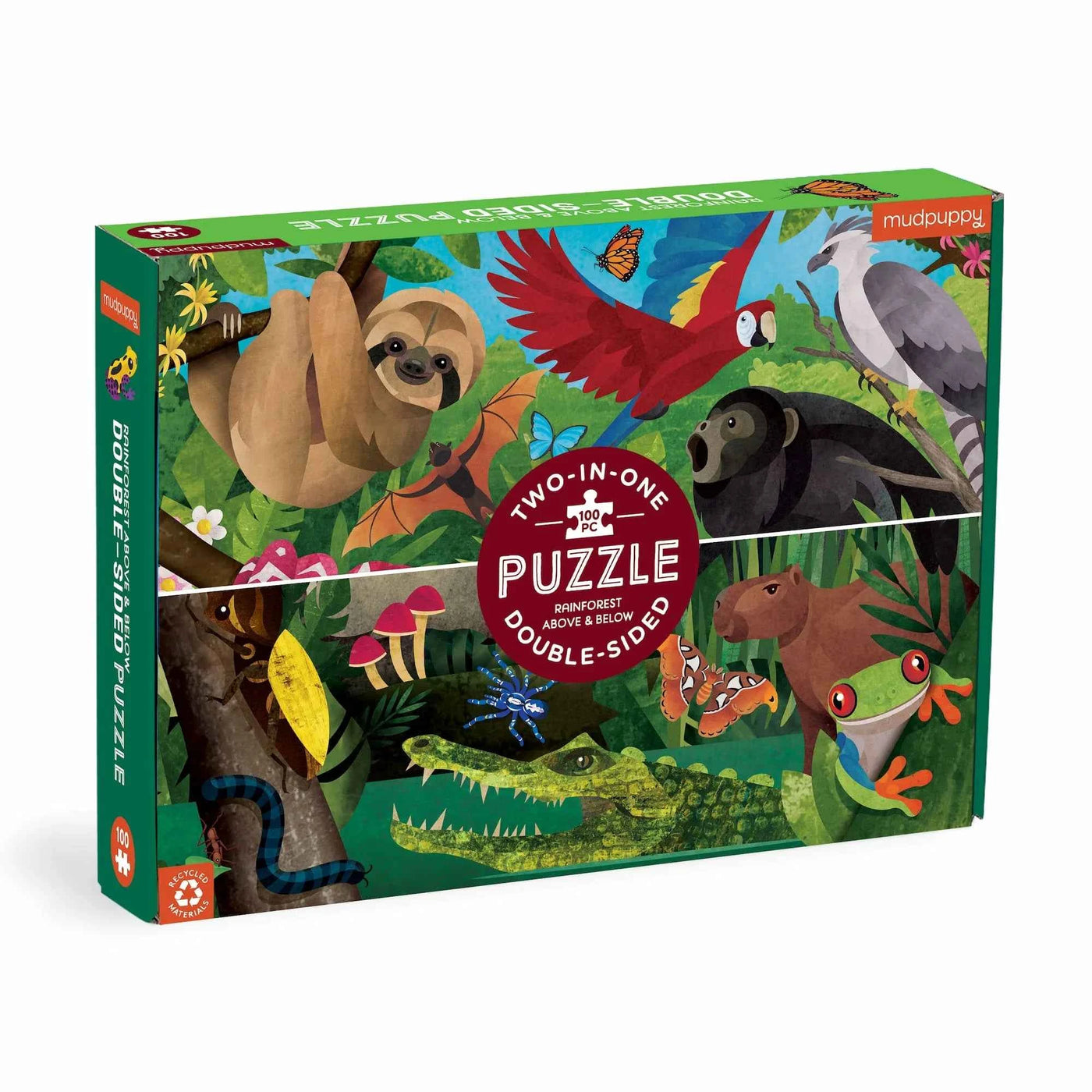Mudpuppy | Dubbelzijdige Puzzel Regenwoud Boven & Onder 100 Stuks