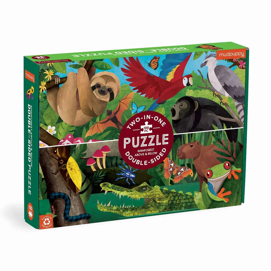 Mudpuppy | Dubbelzijdige Puzzel Regenwoud Boven & Onder 100 Stuks