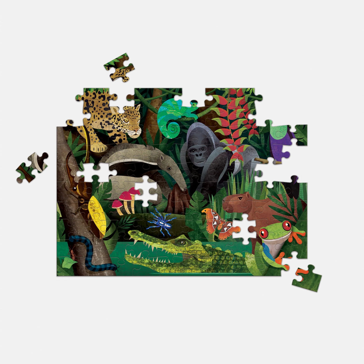 Mudpuppy | Dubbelzijdige Puzzel Regenwoud Boven & Onder 100 Stuks