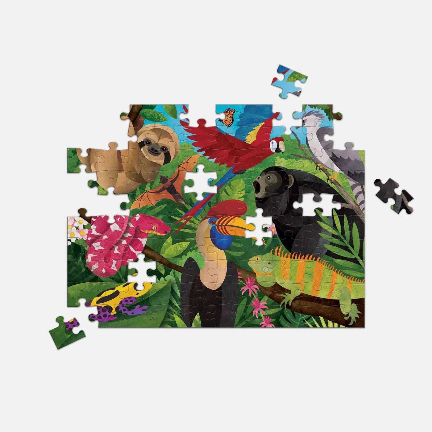 Mudpuppy | Dubbelzijdige Puzzel Regenwoud Boven & Onder 100 Stuks