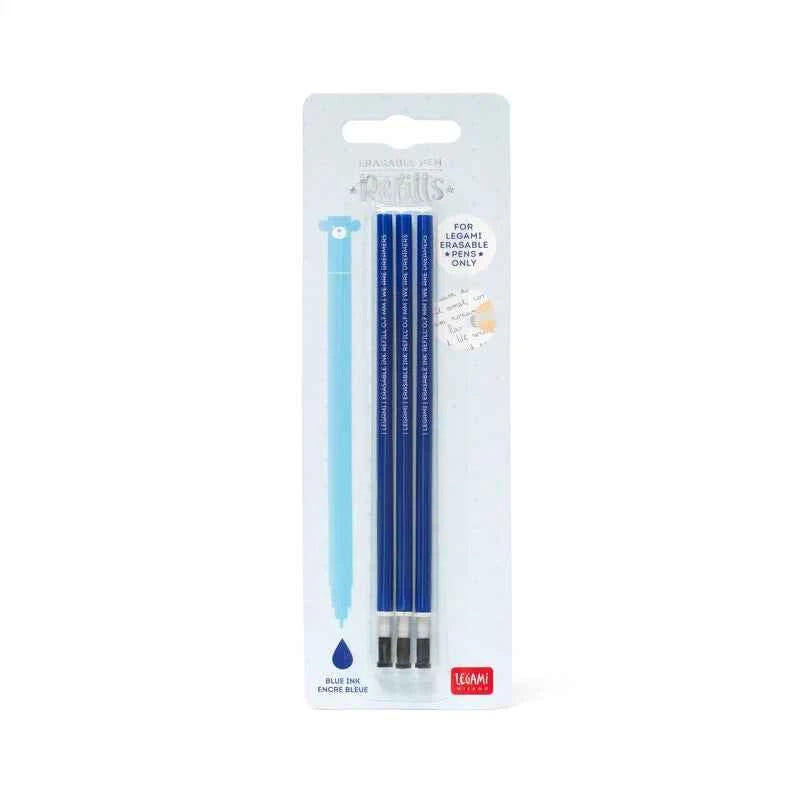 Legami | Set of 3 refills for erasable gel pens - Blue ink - Erasable pen