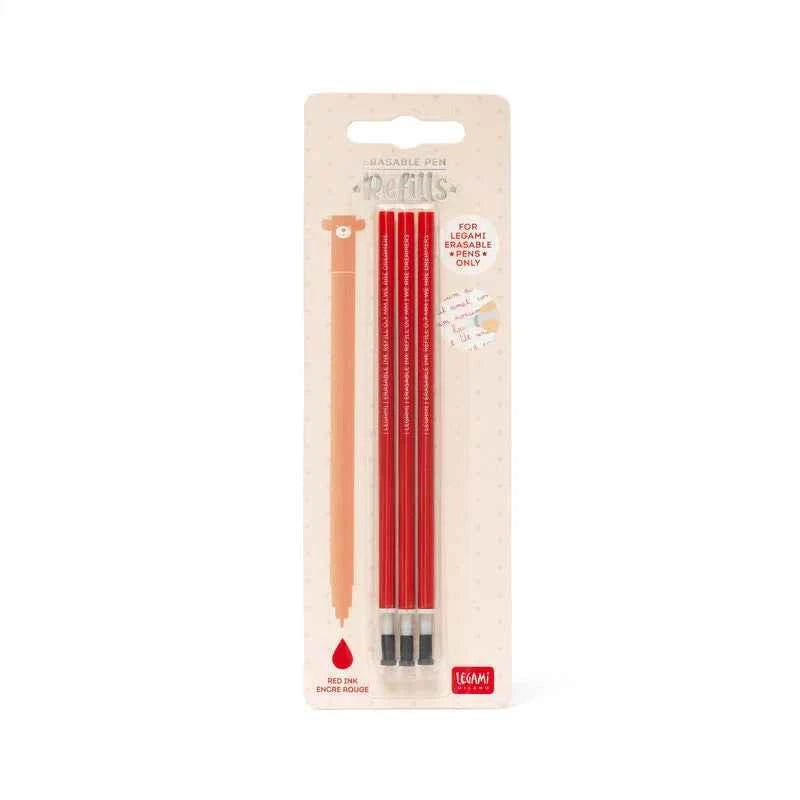 Legami | Set Van 3 Navullingen Voor Uitwisbare Gelpennen - Rood Inkt - Uitwisbare Pen