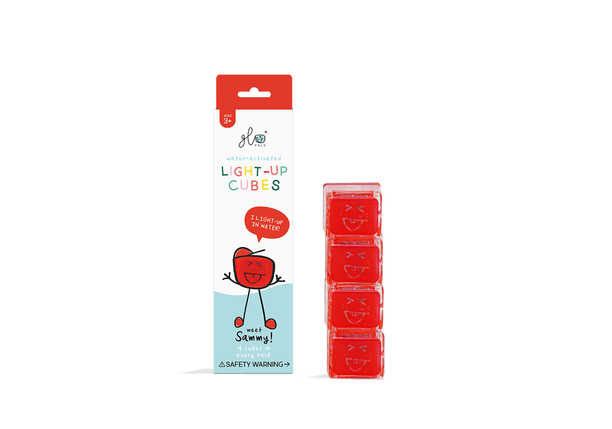 Glo Pals Sammy, Light Up Sensory Cubes, Rood, Kunststof, 4 Stuks