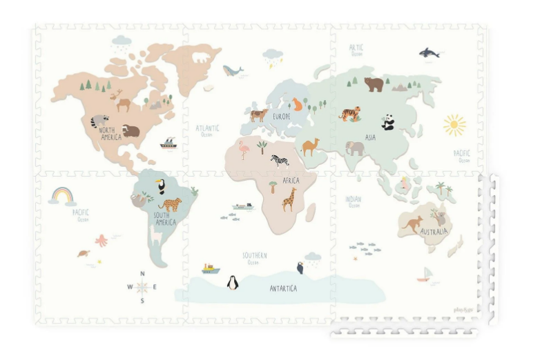 Play&Go | EEVAA Puzzle Mat and Storage Box Worldmap Colour