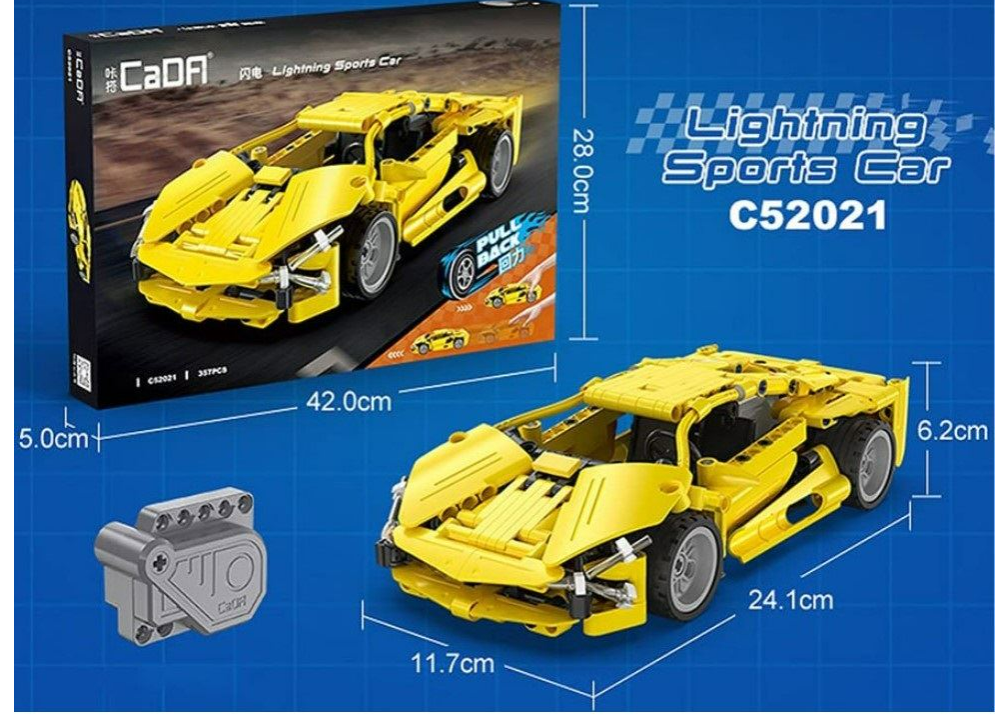 CaDA | Pull Back Series - Lightning Sport Car, 357 Pieces, Scale 1:18