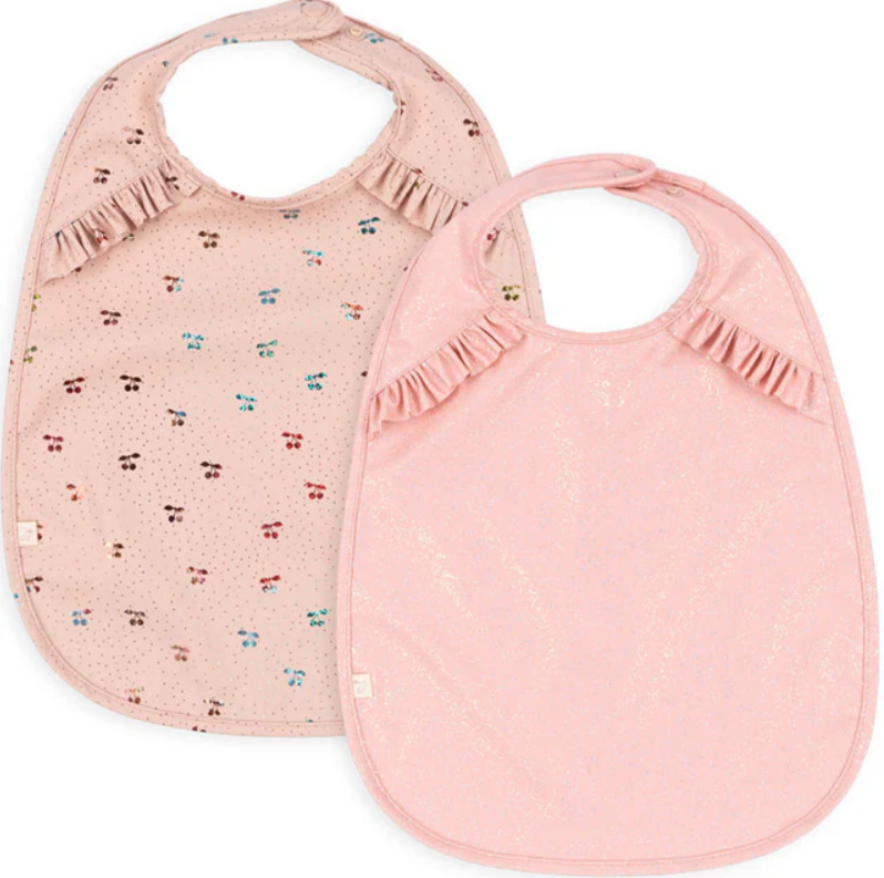 Konges Slojd | 2 Pack Dinner Bib With Frill Cherry Sparkle